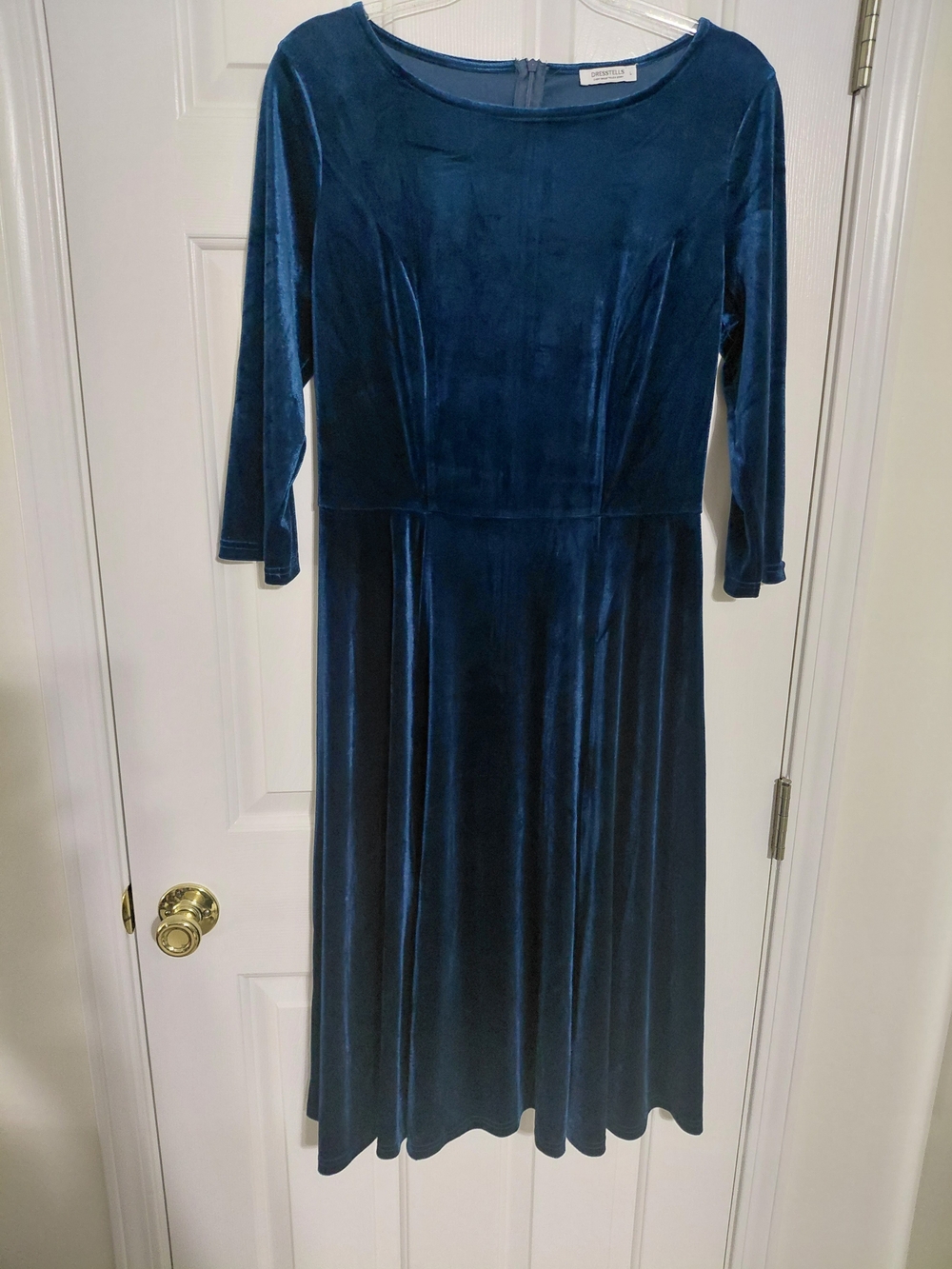 Classic Velvet Midi Dress in Deep Teal